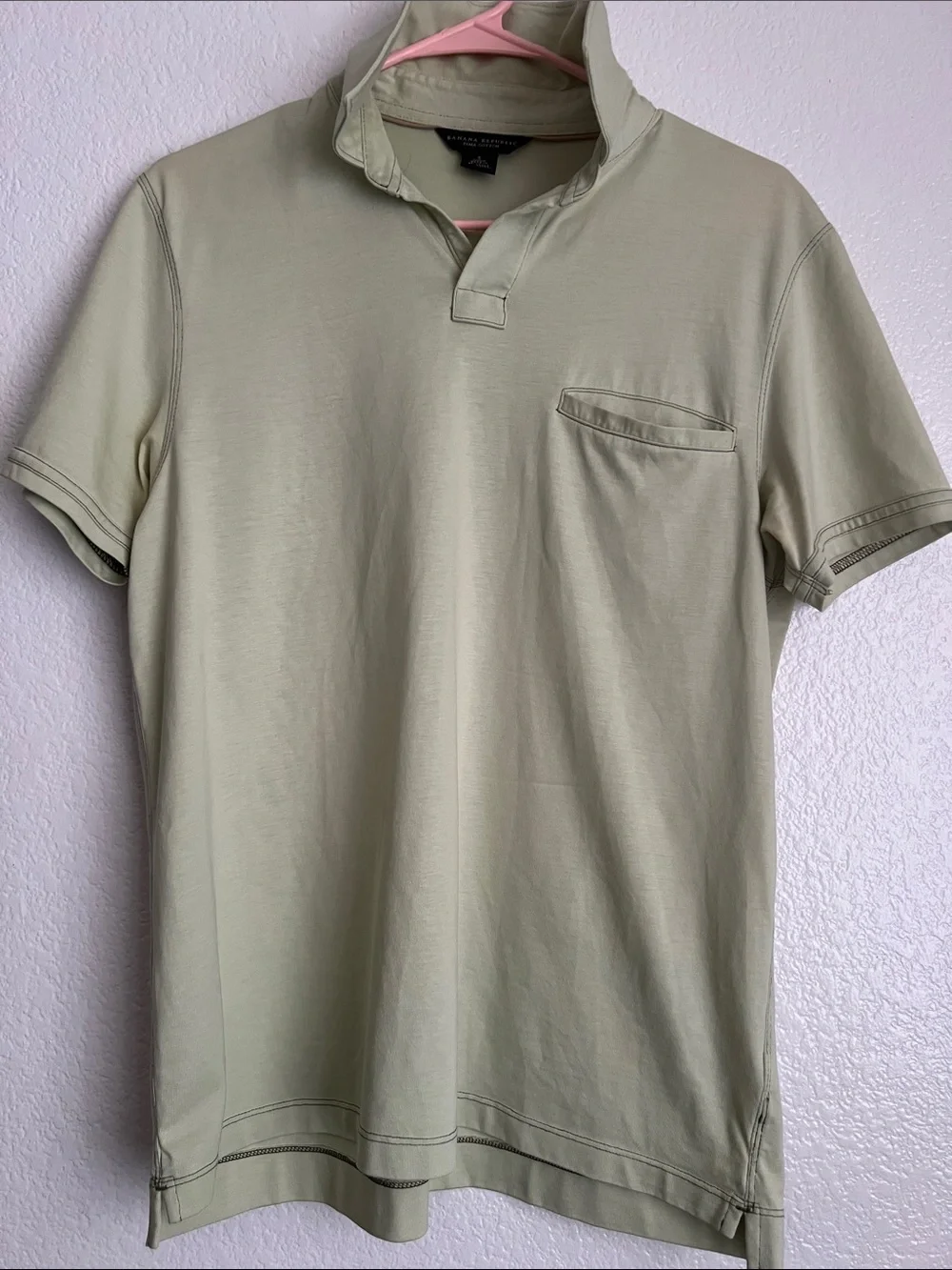 Banana Republic Men's Sage Green Polo with Chest Pocket